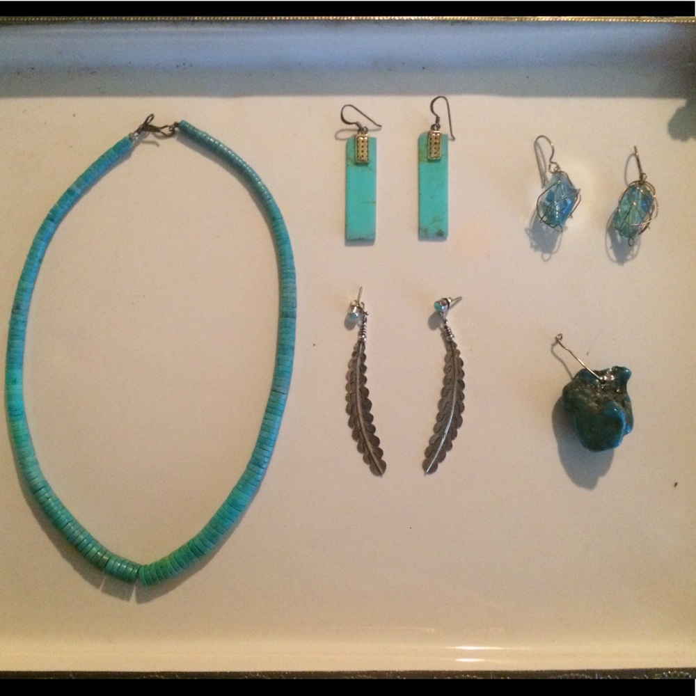 Native American Jewelry Lot Turquoise Silver